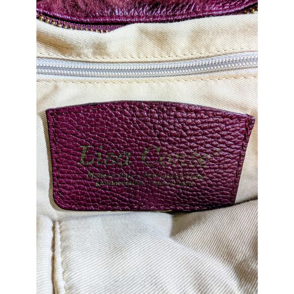 Lisa Conte Made in Italy Burgundy Leather Shearling Handbag - Picture 6 of 11